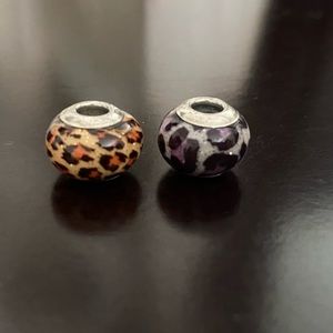 2 cheetah print charms for Pandora bracelet